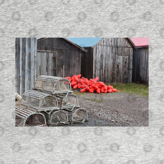 Lobster pots and floats behind the sheds by rconyard